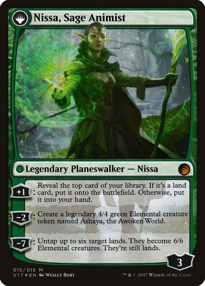 Nissa, Vastwood Seer // Nissa, Sage Animist (V17-015) - From the Vault: Transform: (originpwdfc) Foil