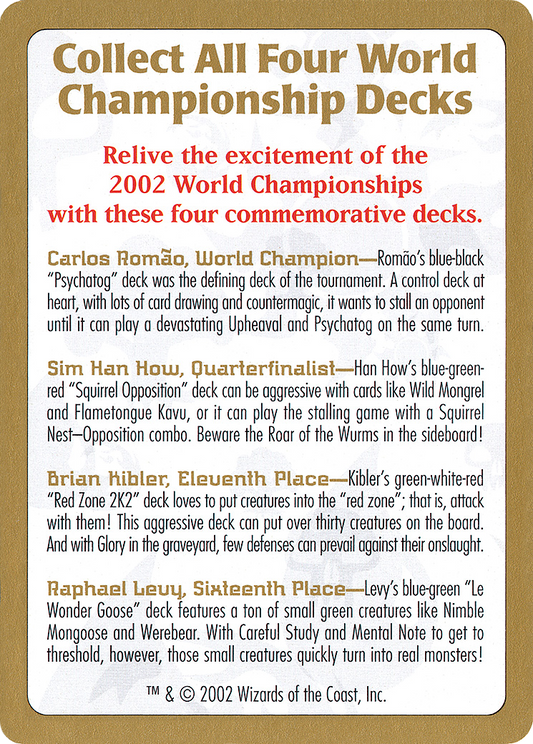 2002 World Championships Ad (WCD-) - World Championship Decks 2002