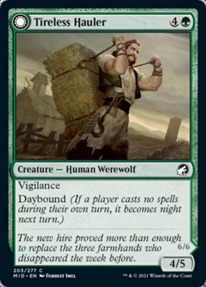 Tireless Hauler // Dire-Strain Brawler (MID-203) - Innistrad: Midnight Hunt: (Double Faced Transform) Foil