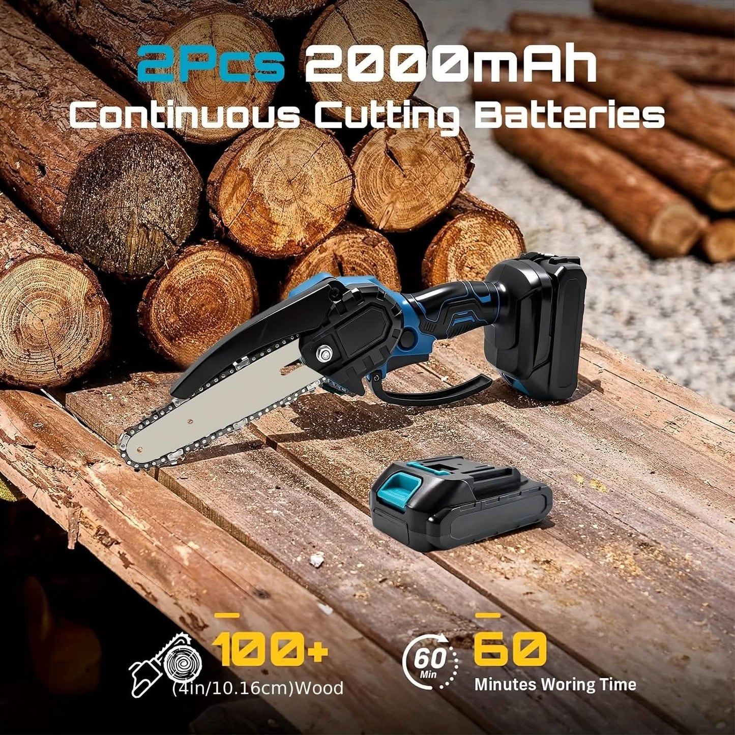 6-inch Cordless Mini Chainsaw – Handheld Electric, Lightweight, Battery-Powered