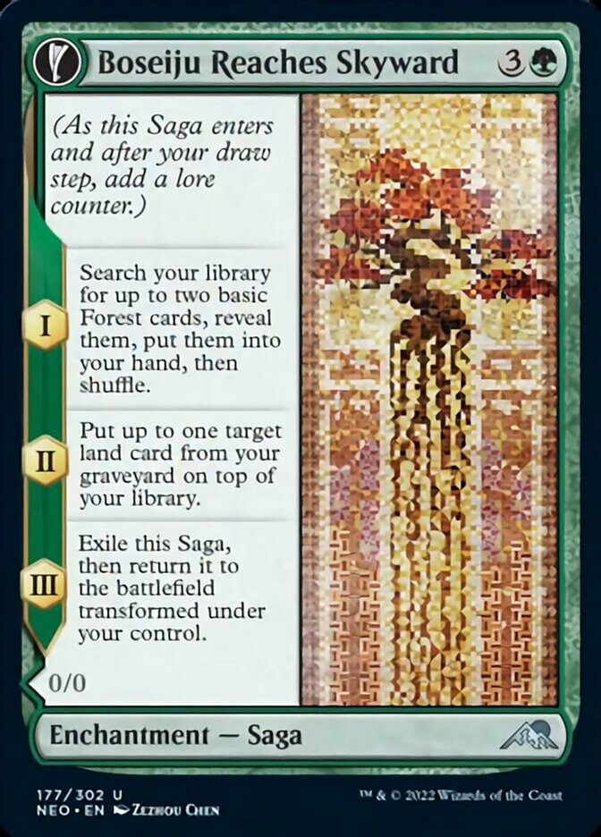 Boseiju Reaches Skyward // Branch of Boseiju (NEO-177) - Kamigawa: Neon Dynasty: (fandfc, enchantment) Foil