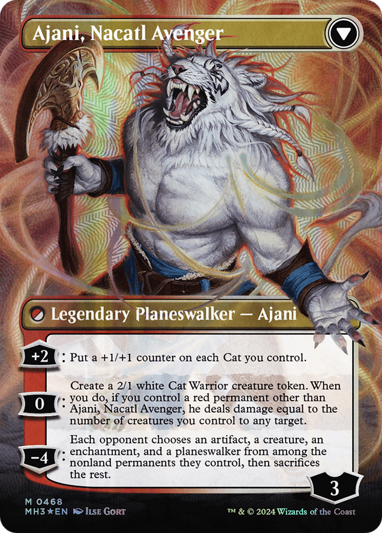 Ajani, Nacatl Pariah (Borderless) (Textured Foil) (MH3-468) - Modern Horizons 3 (Borderless) Foil