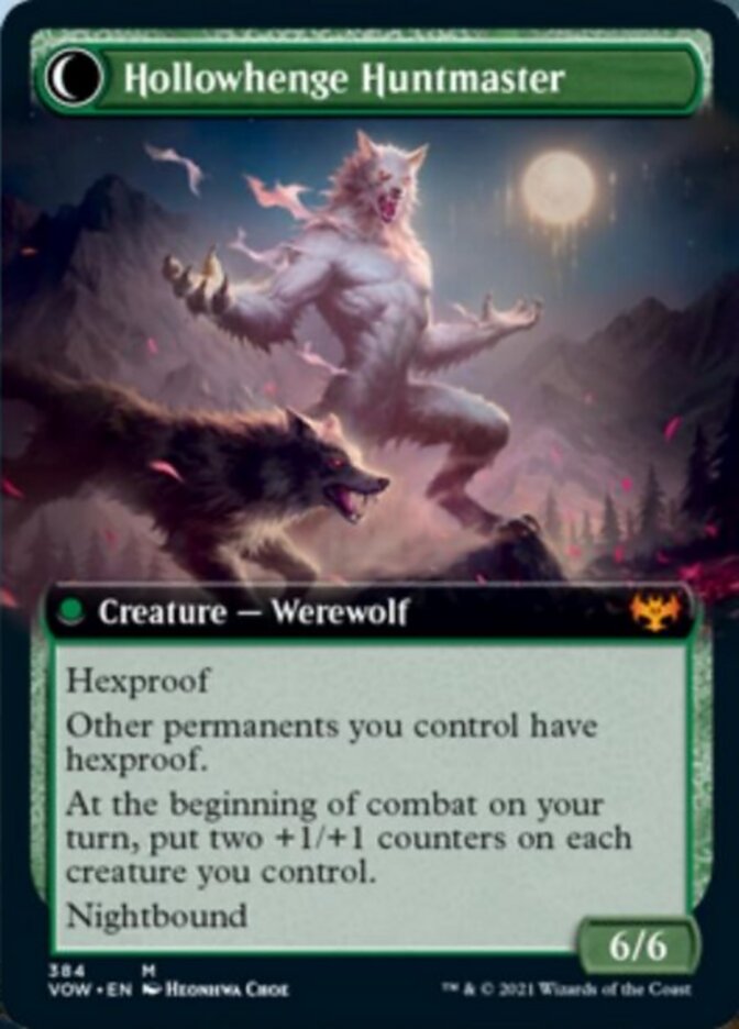 Avabruck Caretaker // Hollowhenge Huntmaster (VOW-384) - Innistrad: Crimson Vow: (Extended Art, Double Faced Transform)