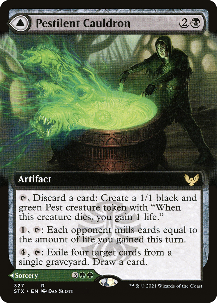 Pestilent Cauldron // Restorative Burst (STX-327) - Strixhaven: School of Mages: (Extended Art)